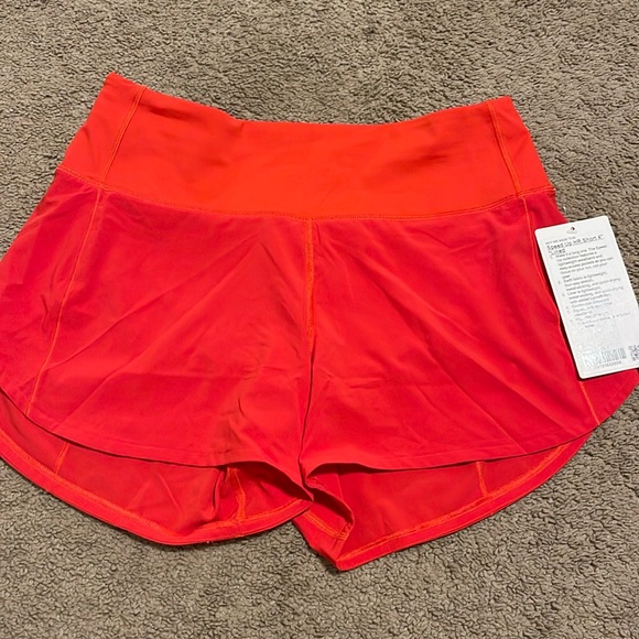 lululemon athletica Pants - NWT Lululemon speed up high rise shorts 4” Hot Heat Sz 8 Sold out
